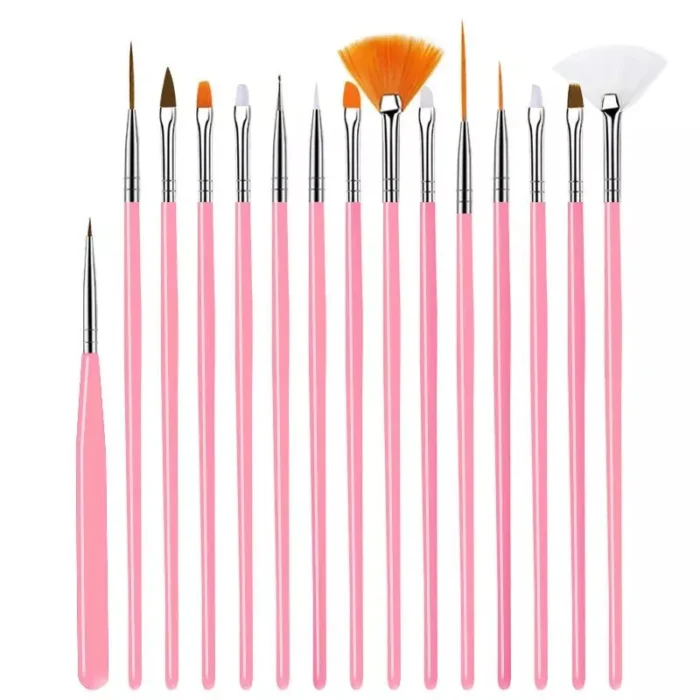 Nail Art Brushes (Set Of 15) (Random Colors)