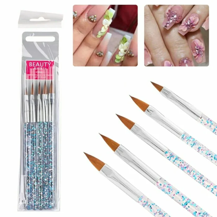 Sequins Filled Acrylic Brushes (Set Of 5)