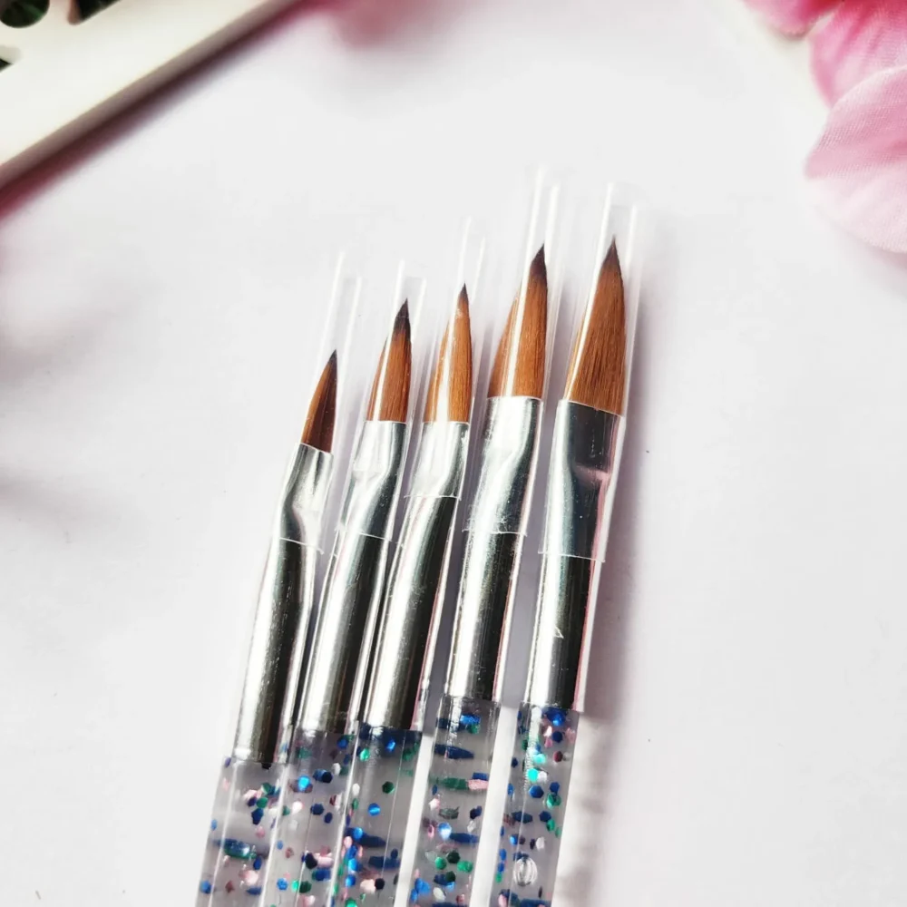 Sequins Filled Acrylic Brushes (Set Of 5)