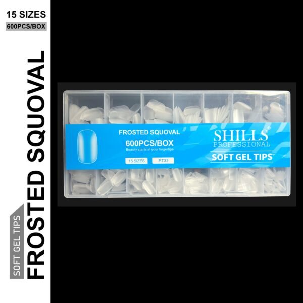 Shills Frosted Squoval Soft Gel Tips Clear (600Pcs)