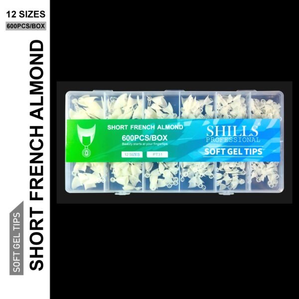 Shills Short French Almond Soft Gel Tips Clear (600Pcs)