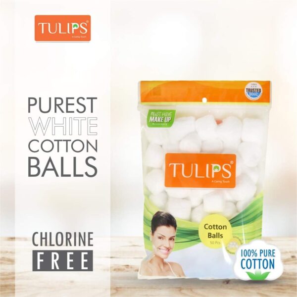 Tulips White Cotton Balls 50pcs