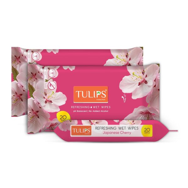 Tulips Refreshing Wet Wipes Japanese Cherry Fragrance (20pcs)
