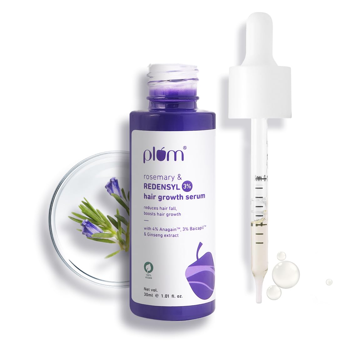 Plum Rosemary & 3% Redensyl Hair Growth Serum (30ml)