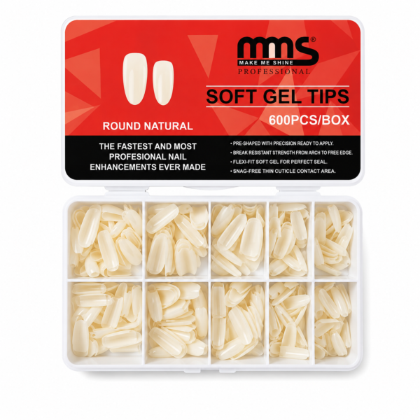 MMS Soft Gel Round Tips Natural (600pcs)